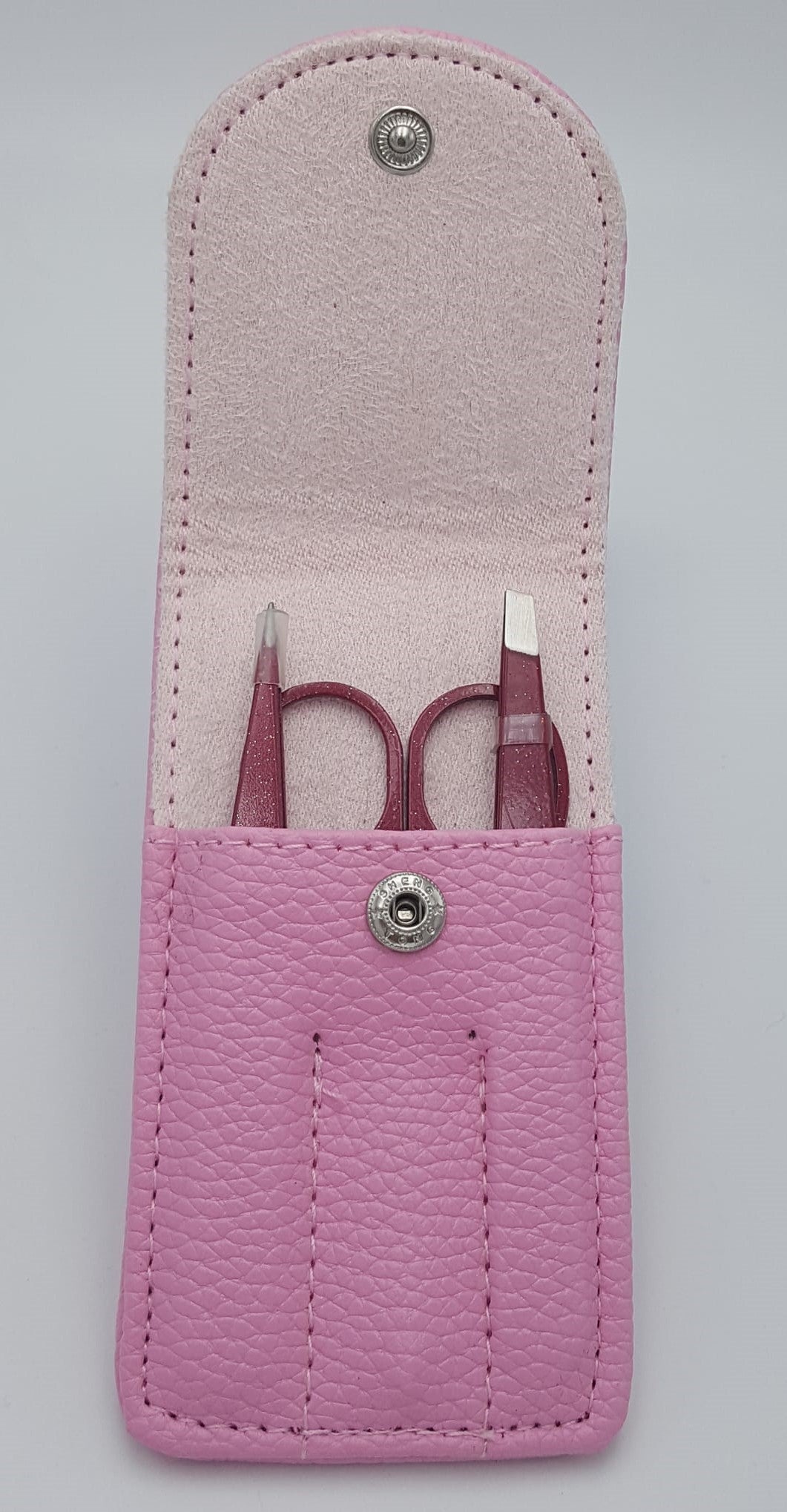 Set of two tweezers and one scissor made of professional-grade stainless steel.