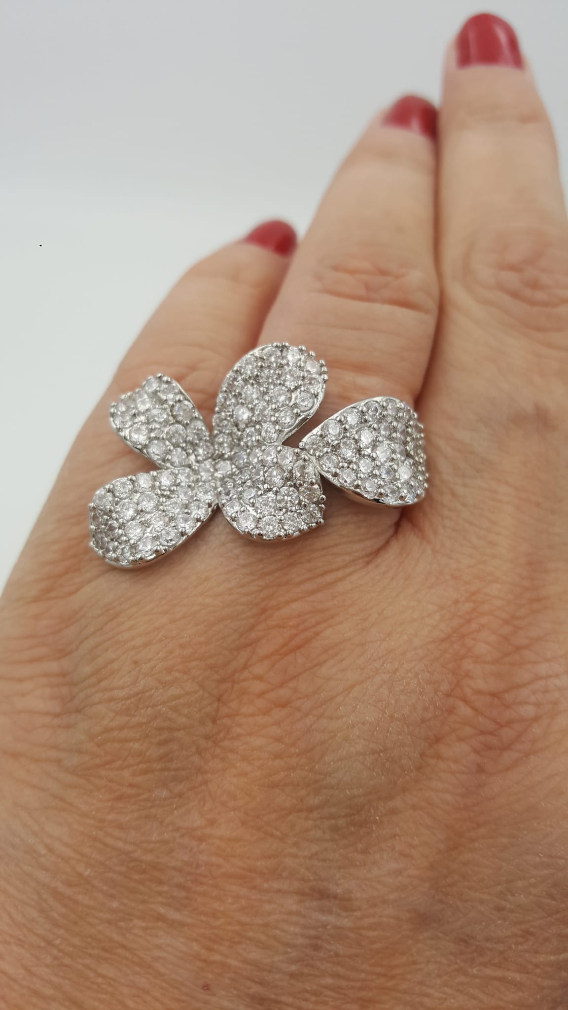 Luxury cocktail flower full zirconia stones ring