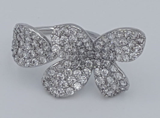 Luxury cocktail flower full zirconia stones ring